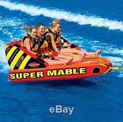 SportsStuff Super Mable Inflatable Water 1 3 Rider Tube Boat Towable 53-2223