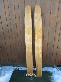 VINTAGE Set of Wooden 65 Long Waterskis Water Skis Signed SEA GLIDER LAURENTIEN
