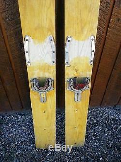 VINTAGE Set of Wooden 66 Long Waterskis Water Skis Sign SKEE-BEE WESTERN