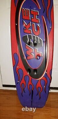 VTG 1990s Wake Tech Big Air Wakeboard Flames Red Purple WITH BINDINGS FIN EUC