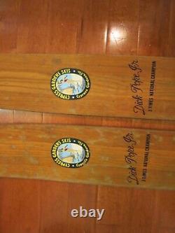 Vintage Cypress Gardens Dick Pope Jr Wood Water Skis 3x Champion 67 +'' Man Cave