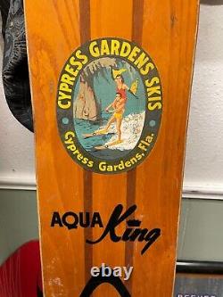 Vintage Cypress Gardens Water Ski (2) Pair Aqua King Florida 67