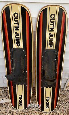Vintage Pair of 41.5 Wood Water Skis By Cut'n Jump Great used cond. HTF