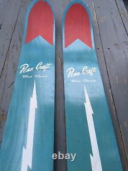 Vintage Penn Craft Wood Water Skis Lake House Cabin MCM Decor Blue Streak Boat