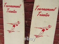 Vintage RARE TOURNAMENT TRIXSTER Wooden Water Skis Thomson Skis Crivitz, Wis