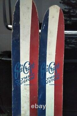 Vintage Ski Craft Olympic Custom Combo Water Skis RED WHITE and BLUE Wood Skis