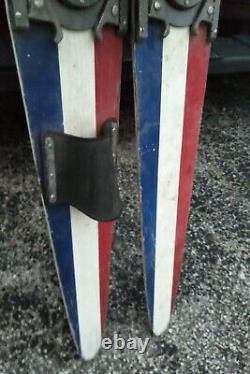 Vintage Ski Craft Olympic Custom Combo Water Skis RED WHITE and BLUE Wood Skis