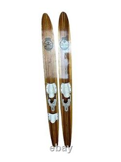 Vintage WHITE BEAR Wooden Water Skis 70 Lake House Man Cave Decor Minnesota