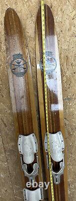 Vintage WHITE BEAR Wooden Water Skis 70 Lake House Man Cave Decor Minnesota