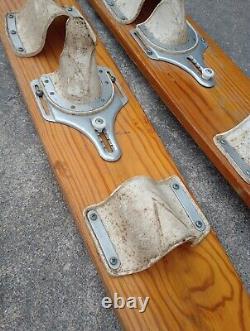 Vintage Wooden Water Skis 67 Long