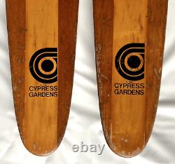 Vtg Cypress Garden Florida Wood Water Skis Pair of Dick Pope Jr 67 Adjustable