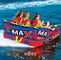 WOW 1 2 or 3 Person MAX Inflatable Tow Tube Towable Boat Water Raft Float