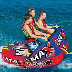 WOW 1 2 or 3 Person MAX Inflatable Tow Tube Towable Boat Water Raft Float Tubing