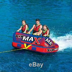 WOW 1 2 or 3 Person MAX Inflatable Tow Tube Towable Boat Water Raft Float Tubing