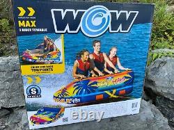 WOW MAX 1, 2 or 3 Person Inflatable Towable Tube Boat Water Raft Float FAST SHIP