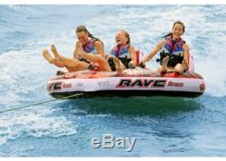 WOW Rave Sports 3 Person Coupe Cockpit Towable Water Tube For Pool and Lake