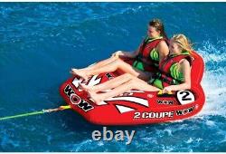 WOW Sports 2 Person Inflatable Towable Cockpit Tube for Boating Coupe Red