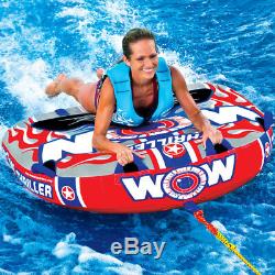 WOW Watersports 11-1060 1 Person Double Webbing Thriller Water Towable Tube, Red