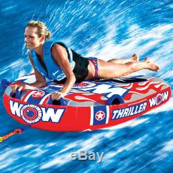 WOW Watersports 11-1060 1 Person Double Webbing Thriller Water Towable Tube, Red