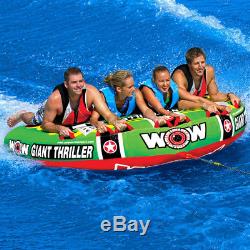WOW Watersports 11-1090 4 Person Giant Thriller Towable Tube with Handles, Green