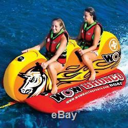 WOW Watersports 14-1050 Bronco Boat 2 Person Towable Tube with Handles, Red