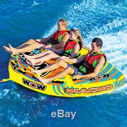 WOW Watersports Macho 3 Rider Inflatable Water Deck Tube Boat Towable 16-1030