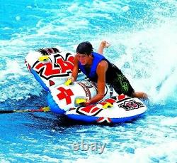 WOW Zig Zag 2 Passenger Person Rider Inflatable Towable Boat Tube White