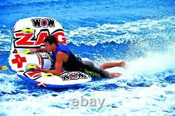 WOW Zig Zag 2 Passenger Person Rider Inflatable Towable Boat Tube White
