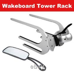 Wakeboard Tower Rack Aluminum Surfboard Kneeboard Holder Rack + Rearview Mirror