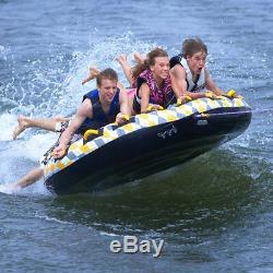 Water Ski Tube Towable Sport Inflatable 4 Person Lake Deck Boating Raft Tow Ride